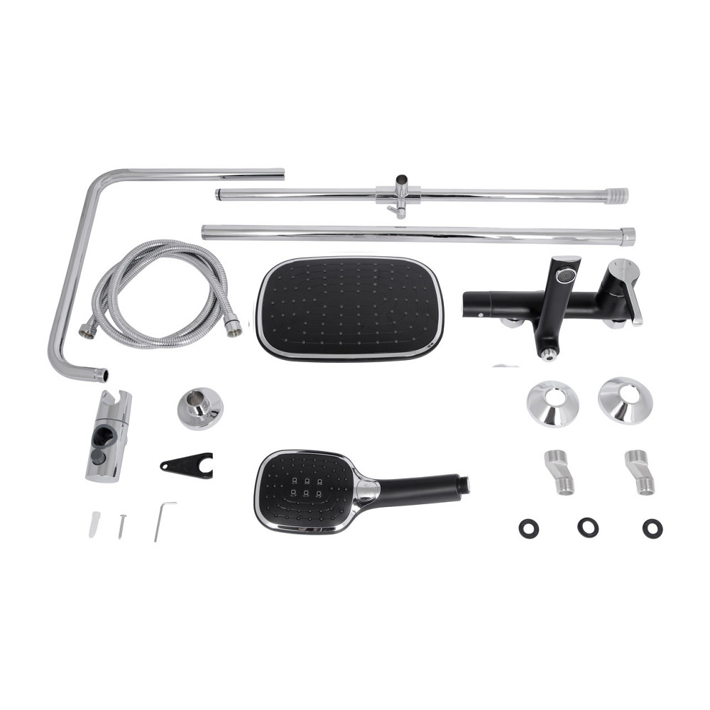 Душова система універсальна Qtap Grand на три споживачі (з виливом) QTGRABCR1004 Chrome/Black Київ - фото 8