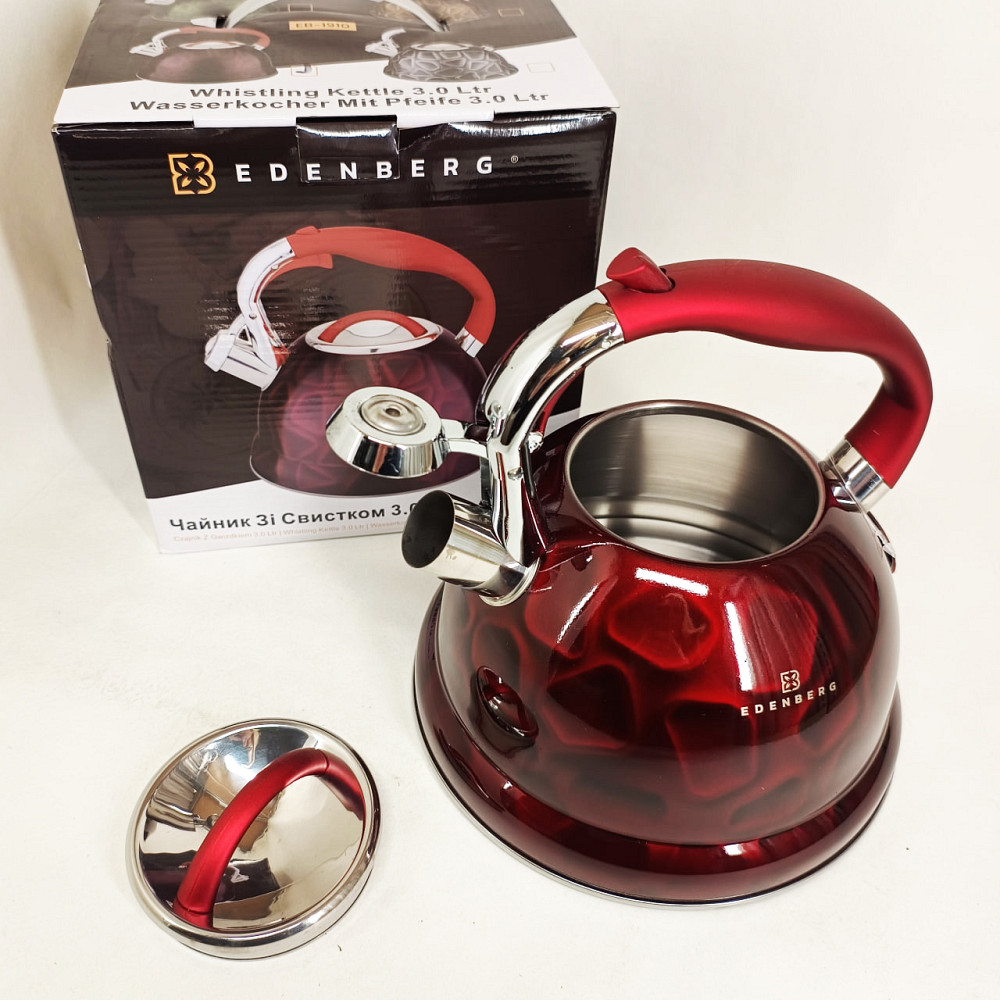Хороший чайник со свистком Edenberg EB-1910 3л, Современный чайник со свистком для воды на газ AT-67 Львов - изображение 2