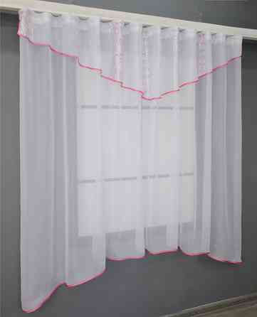 Кухонная занавеска VR-Textil № 00к белый с розовым 280х170 см (59-908) Киев