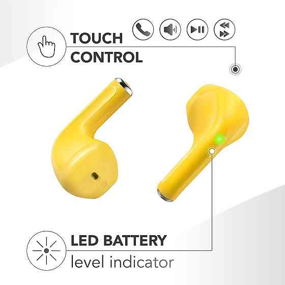 Bluetooth гарнитура Swag беспроводные капсулы-вкладыши до 20 часов воспроизведения желтый сенсорное управление Киев