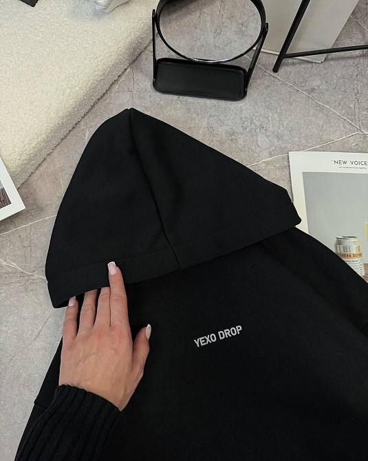 Жіночий стильний подовжений обʼємний худі в стилі оверсайз трьохнитка на флісі Одеса - фото 7