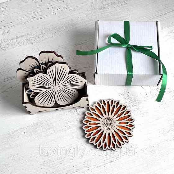 Комплект  підставок під чашки в органайзері   "Квіти". Ірпінь