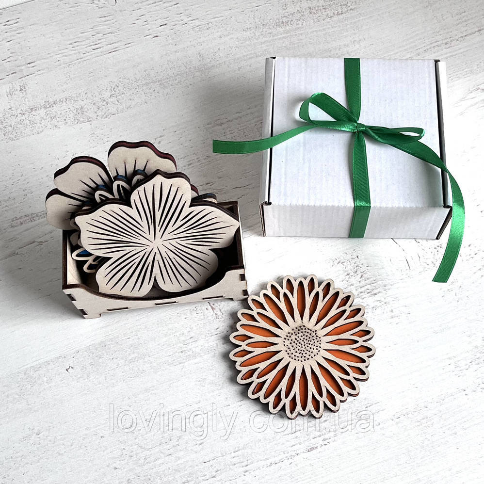 Комплект  підставок під чашки в органайзері   "Квіти". Ірпінь - фото 4