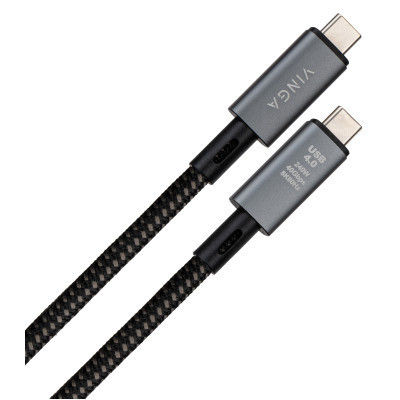 Дата кабель USB-C to USB-C 0.8m USB4 240W 40GBps 8K60Hz Nylon Vinga (VCPDCU4) Вінниця - фото 2