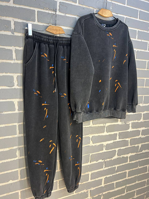 Костюм женский Joy One 24182 оверсайз свитшот с джоггерами вареный утепленный, черный, one size Киев - изображение 8