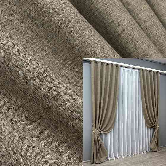 Комплект готовых штор VR-Textil Лен Мешковина № 1770ш Какао 100х270см 2 шт (31-821) Киев