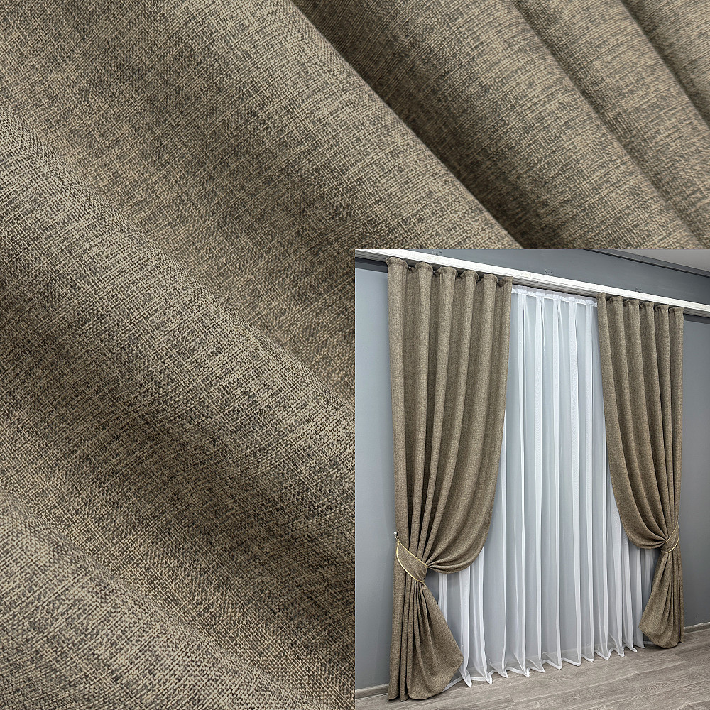 Комплект готовых штор VR-Textil Лен Мешковина № 1770ш Какао 100х270см 2 шт (31-821) Киев - изображение 1