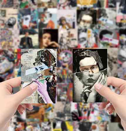Набір арт-наклейок у стилі колаж, 50 шт Київ