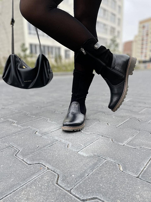 Vesna Напівчоботи жіночі VESNA чорні шкіра+замша натуральна зима 38р.39р.40р. (1258) Коломыя - изображение 6