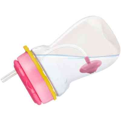 Поильник-непроливайка Canpol babies со складной силиконовой трубочкой и утяжелением 350 мл Котик Розовый (56/521) Винница