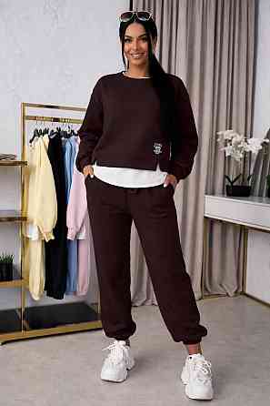 Женский прогулочный костюм двойка: кофта и штаны двунитка Шоколадный, 42/44 Одесса