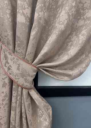 Комплект коротких штор VR-Textil Льон мармур Pavliani VO № 1715ш світло-пудровий 130х170 см 2 шт (35-0341) Київ