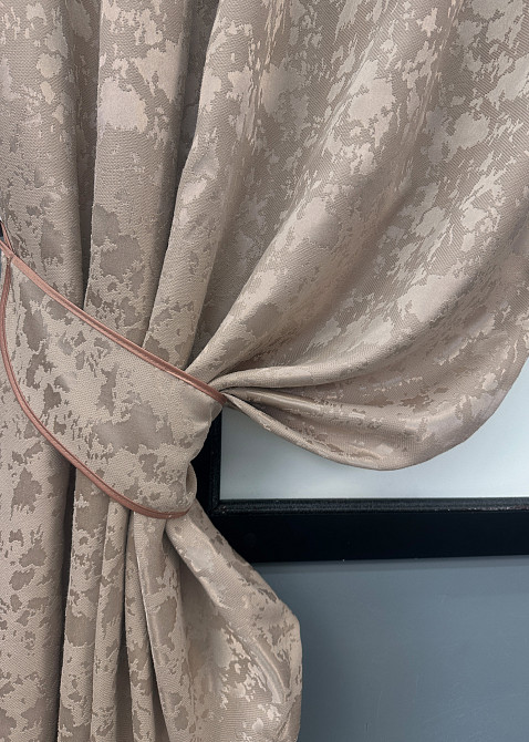 Комплект коротких штор VR-Textil Льон мармур Pavliani VO № 1715ш світло-пудровий 130х170 см 2 шт (35-0341) Київ - фото 4