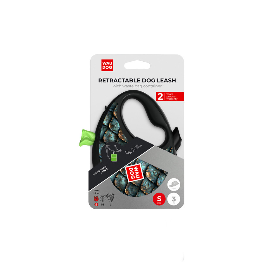 Поводок-рулетка для собак WAUDOG R-leash с контейнером для пакетов, рисунок 