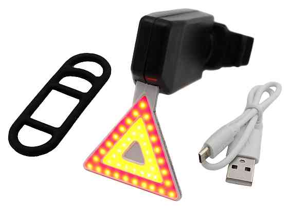 Велосипедний задній фонарик мигалка акумуляторний Трикутник 902 microUSB Дніпро