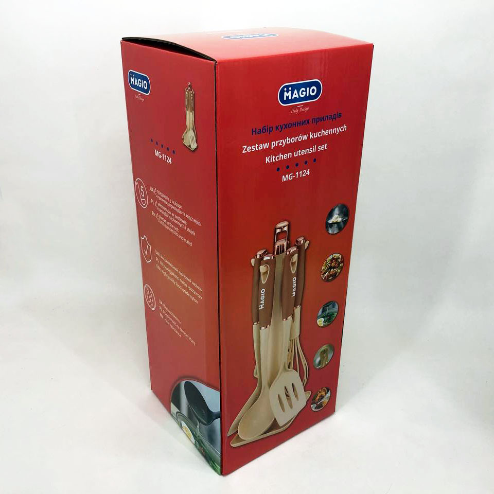 Якісний силіконовий набір Magio MG-1124, Набір кухонного приладдя на стійці ополоників для кухні HO-61 Львів - фото 2
