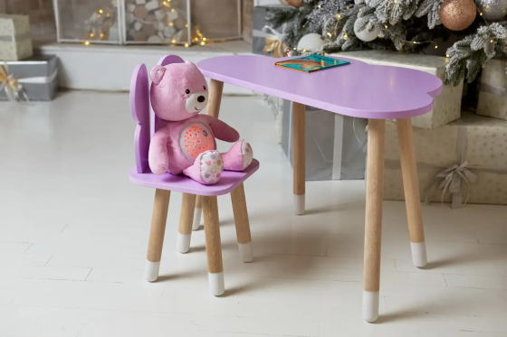 Дитячий столик Хмарка для навчання та ігор (Фіолетовий) та стільчик Метелик (Фіолетовий) Вінниця