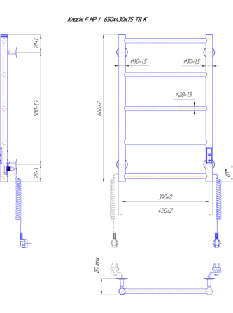 Электрический полотенцесушитель Mario Классик F HP-I 650x430 TR К таймер-регулятор, белый Киев