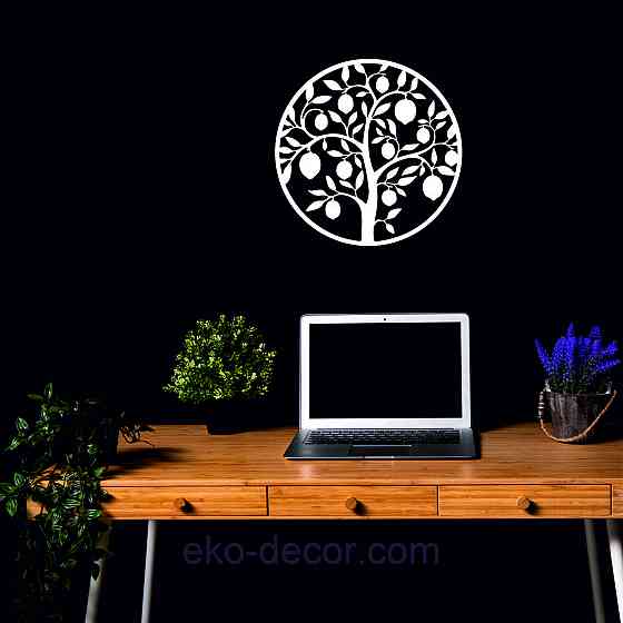 Декоративное настенное 3D Панно «Дерево в кругу» Декор на стену с объемом 50*50 см, Белый Киев