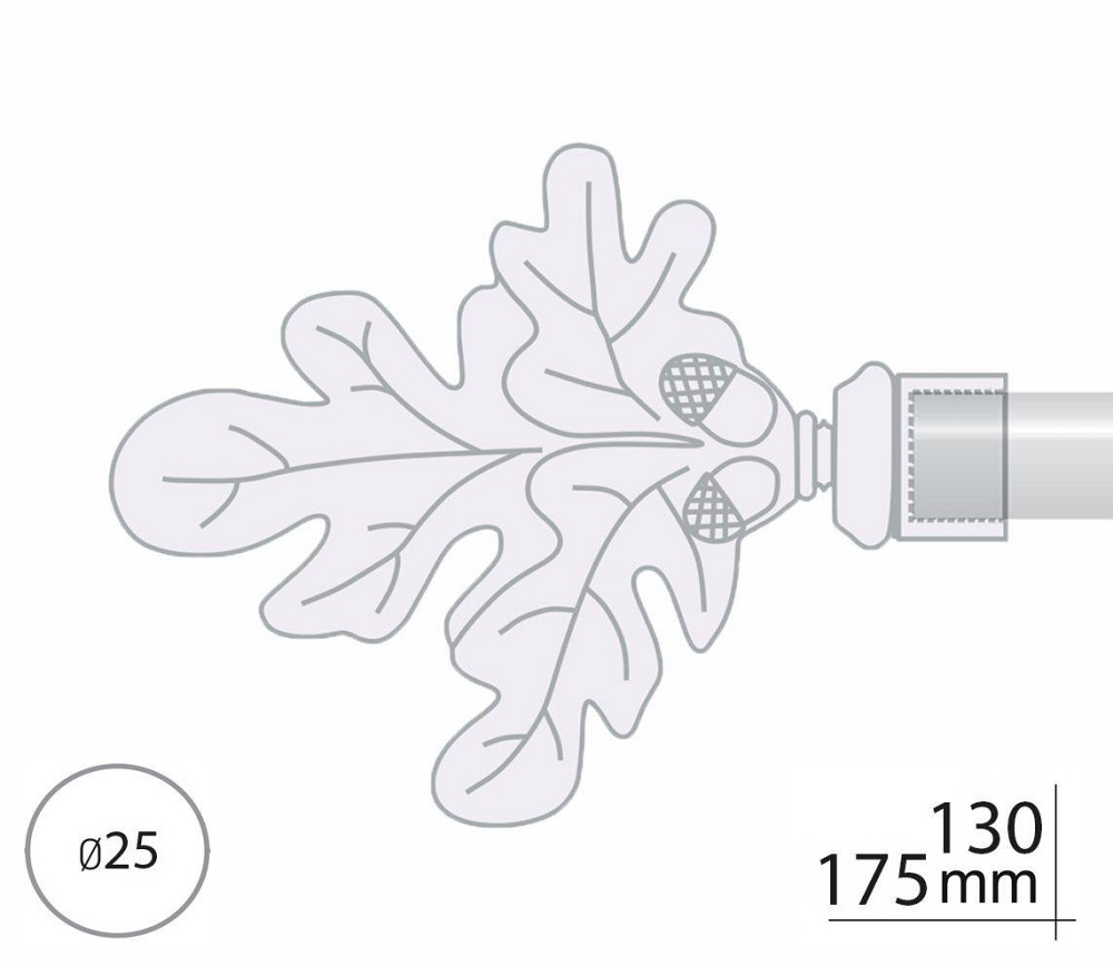 Закінчення для карнизу Orvit ЛИСТОК ДУБА 25 мм САТИН Львов - изображение 2
