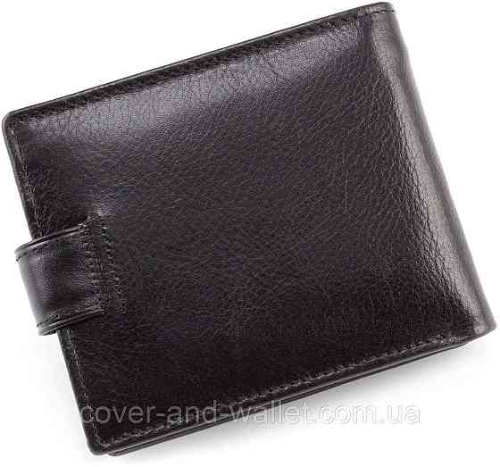 Мужской кошелек из гладкой кожи черного цвета ST Leather Киев