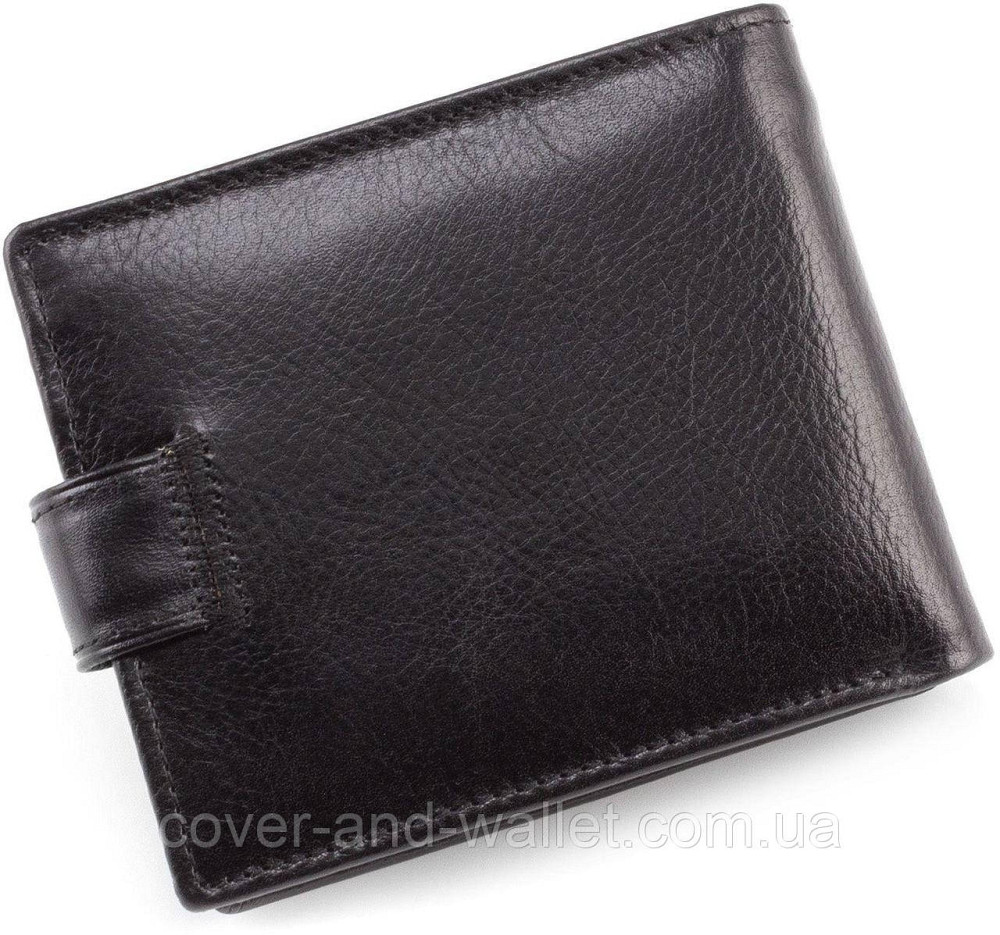 Мужской кошелек из гладкой кожи черного цвета ST Leather Киев - изображение 5