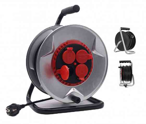 BX-757 Удлинитель на катушке 50 м, 4 розетки с заземлением, медный кабель 3×2.5 мм², мощность 2950 Вт, IP44 Одесса