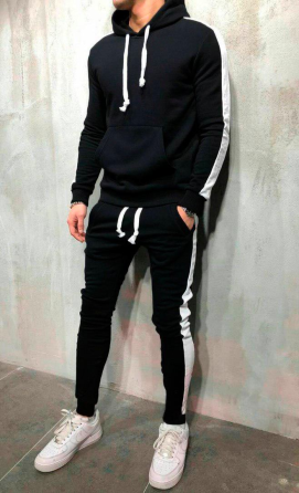 Костюм спортивный мужской лампасы весна Черный M Харьков