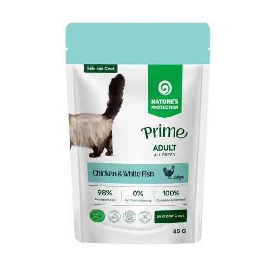 Nature's Protection Prime Adult Cats Skin&Coat Chicken and White Fish Вологий корм для котів для догляду за шкірою та шерстю з куркою і білою Київ