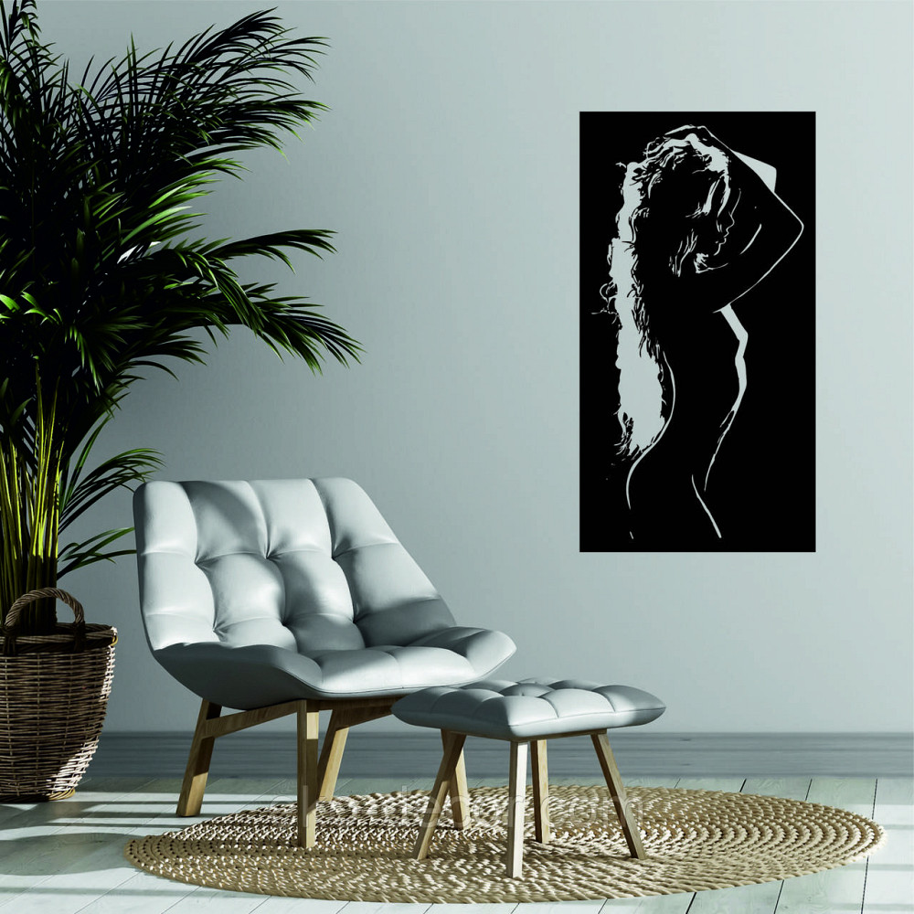 Декоративное настенное Панно «Силуэт женщины», Декор на стену 90*48 см, Черный Киев - изображение 3
