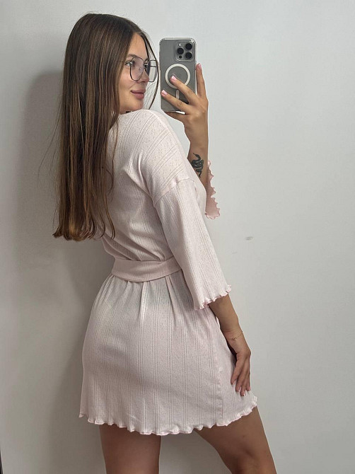 Домашний халат из трикотажа бамбук Розовый XS/S Харьков - изображение 5