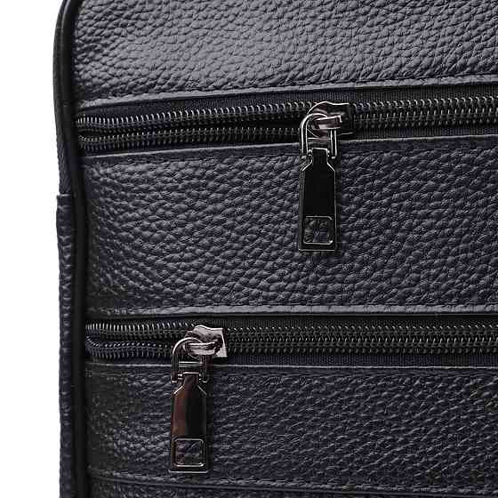 Містка чоловіча сумка з ручкою для перенесення в руці з натуральної шкіри Чорний (Vintage) Київ