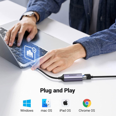 Перехідник USB 3.1 Type-C to Ethernet RJ45 1000 Mb CM199 Ugreen (50737) Вінниця - фото 4