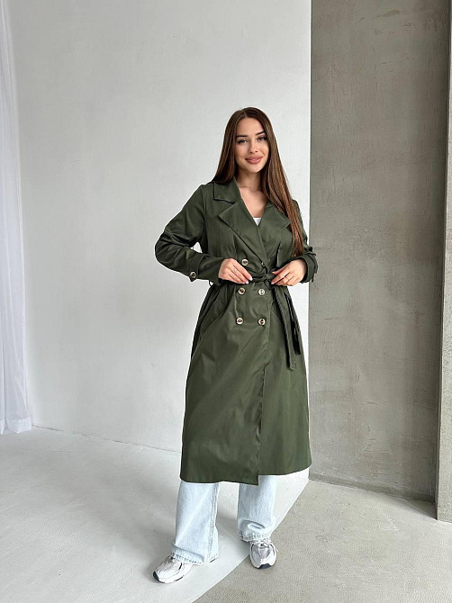 Жіночий трендовий стильний тренч  щільна котон-парка Хакі Одеса - фото 3