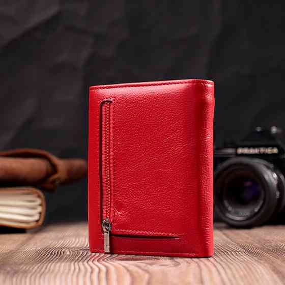 Яскравий жіночий гаманець з монетницею з натуральної шкіри ST Leather 19493 Червоний Київ