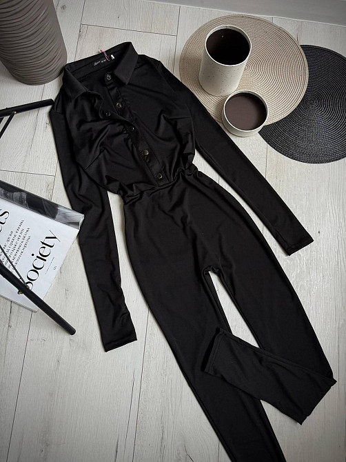 Жіночий стильний повсякденний еластичний комбінезон із якісного щільного мікродайвінгу Чорний, 44/46 Одеса - фото 3