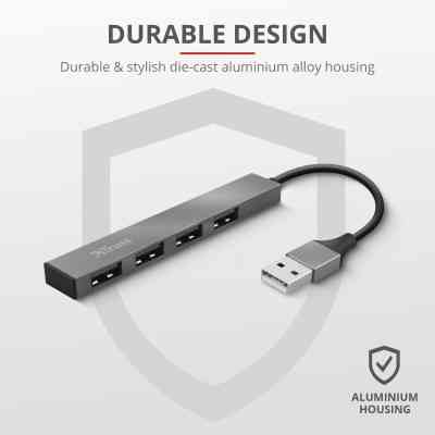 Концентратор Trust Halyx Aluminium 4-Port Mini USB Hub (23786_TRUST) Вінниця