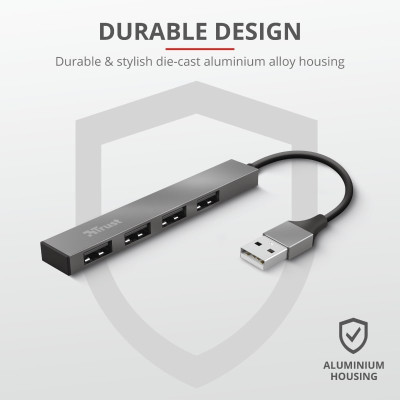 Концентратор Trust Halyx Aluminium 4-Port Mini USB Hub (23786_TRUST) Вінниця - фото 3