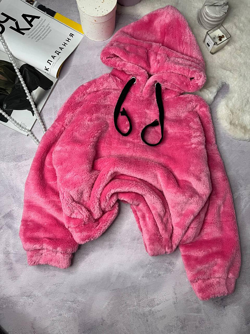 Теплый женский плюшевый костюм двойка плюшевый двухсторонний мех Розовый Одесса - изображение 14