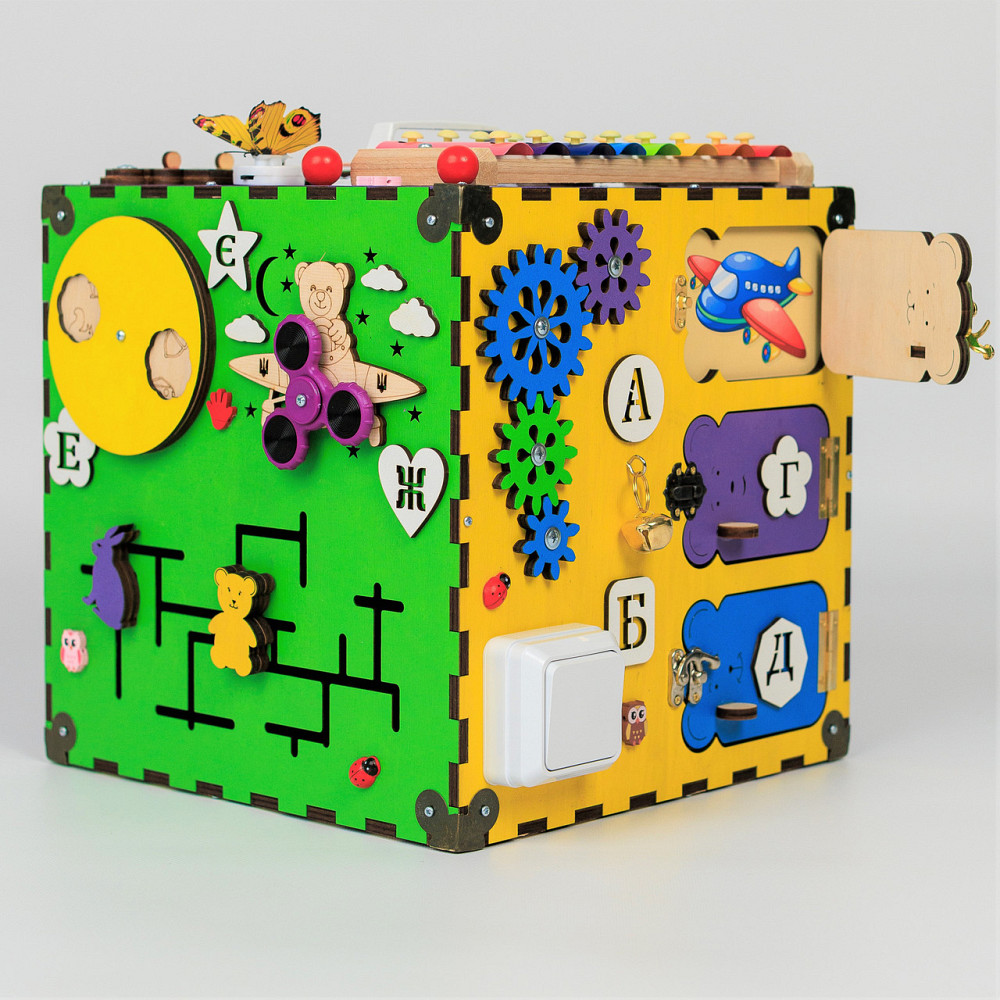 Бизиборд бизикуб 30см Развивающая игрушка детский большой натуральный деревянный Бизиборд бизикуб детский для мальчика и девочки Тернополь - изображение 12