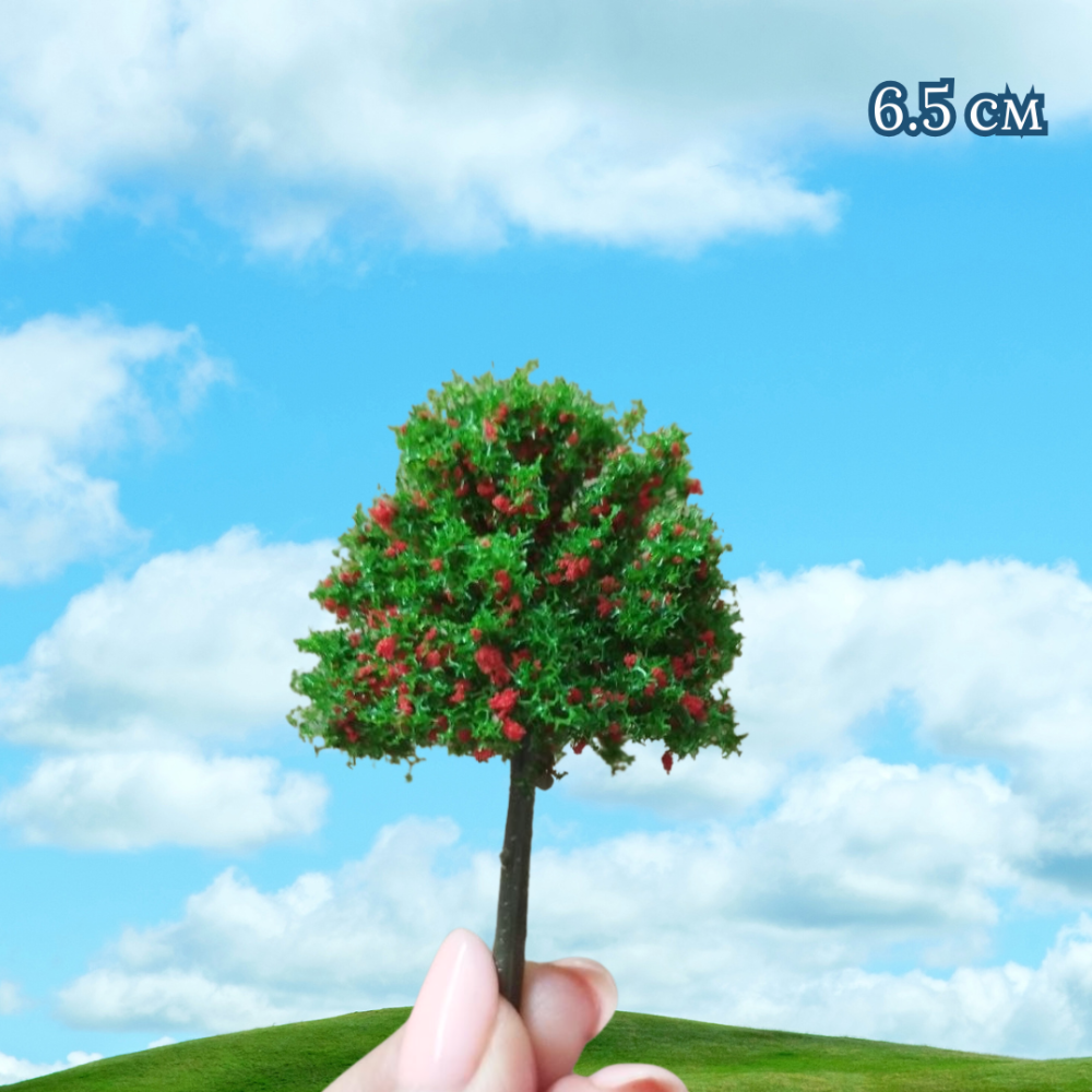Фруктовое дерево 6.5 см Красное для макетов, миниатюры, песчаного стола, мини-сада, кашпо, диорам, моделирование Одесса - изображение 1