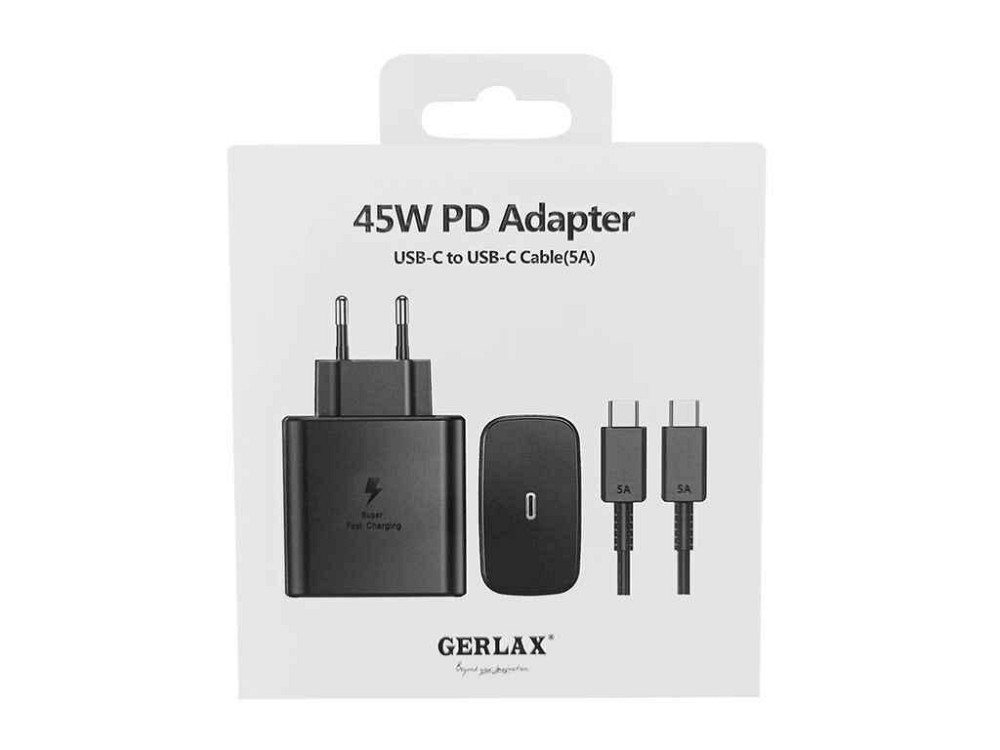 Сетевое зарядное устройство Type-C A12 PD45W черный ТМ GERLAX Киев - изображение 1