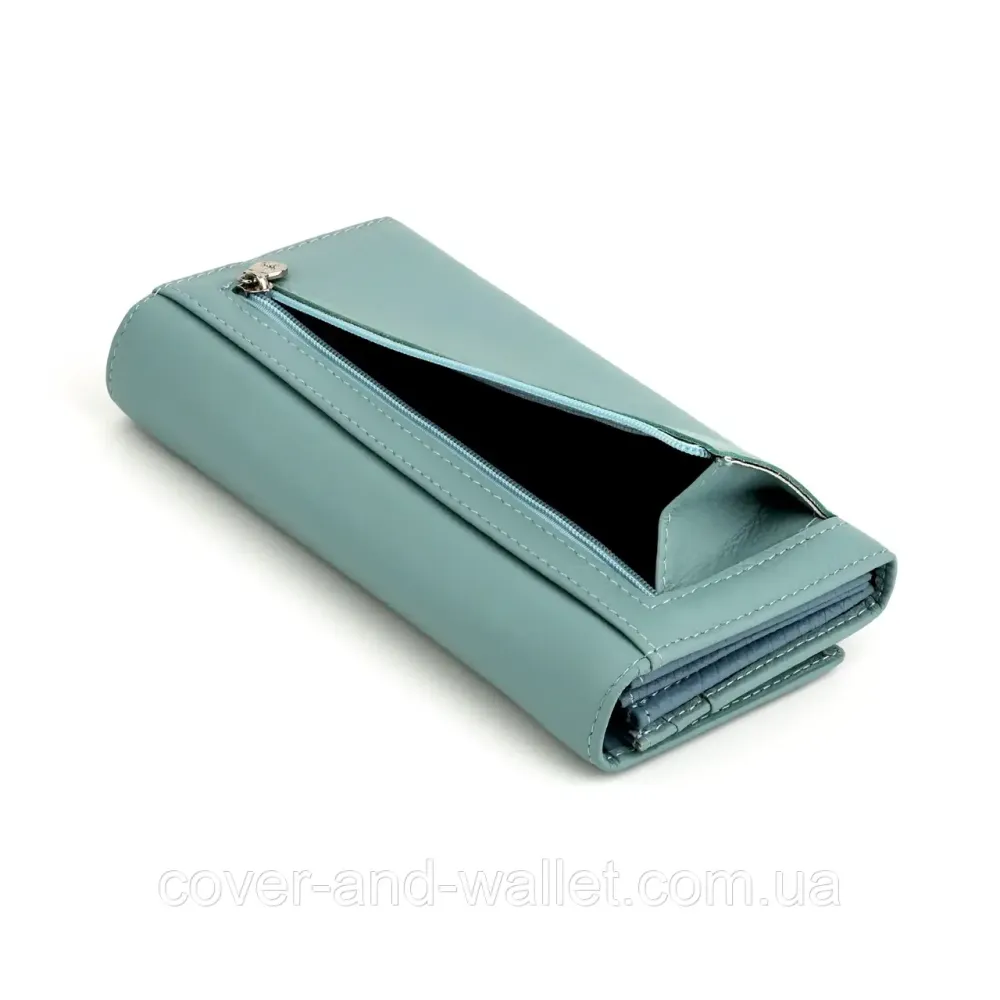 Жіночий гаманець із м'якої натуральної шкіри з магнітною фіксацією блакитного кольору Marco Coverna 1413-11 Київ - фото 4