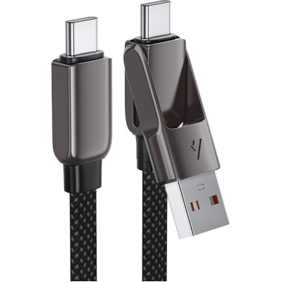 Дата кабель USB-C to USB-C/A 1.2m 3.0A zink alloy C13-04 Black Acefast (6974316282334) Винница - изображение 2