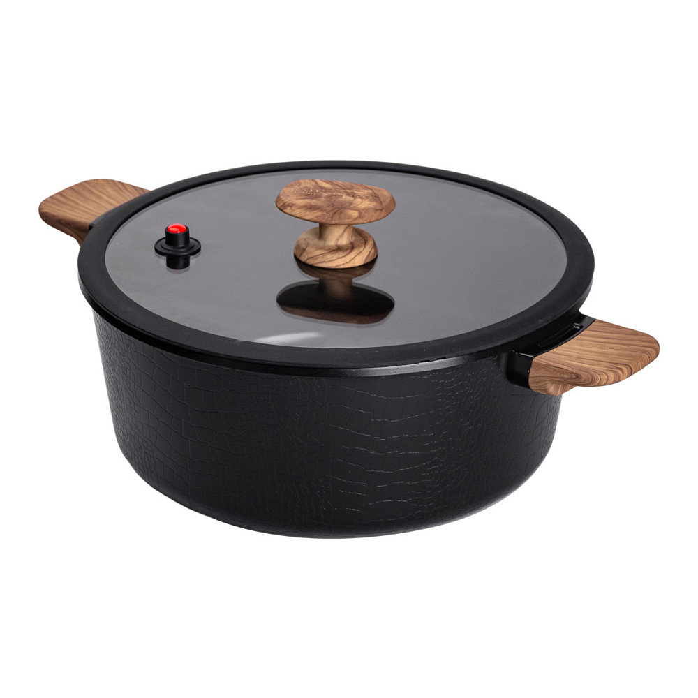 Алюминиевая кастрюля с керамическим антипригарным покрытием 7.7 л Ø 30 см черная MGC HP-4-455B Киев - изображение 4