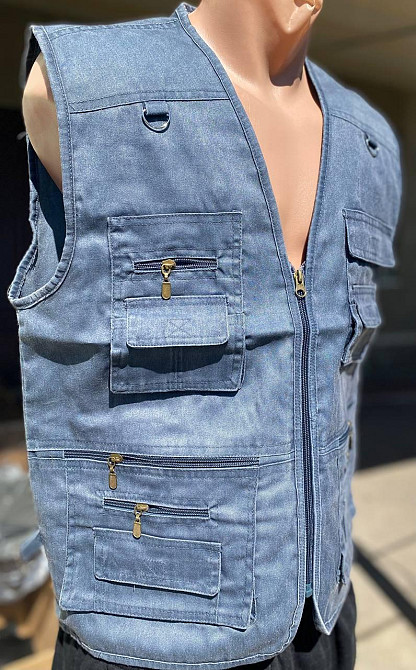 Жилетка летняя норма  мужская Количество карманов 14шт! Безрукавка для рыбалки Синий, Графит Одесса - изображение 6