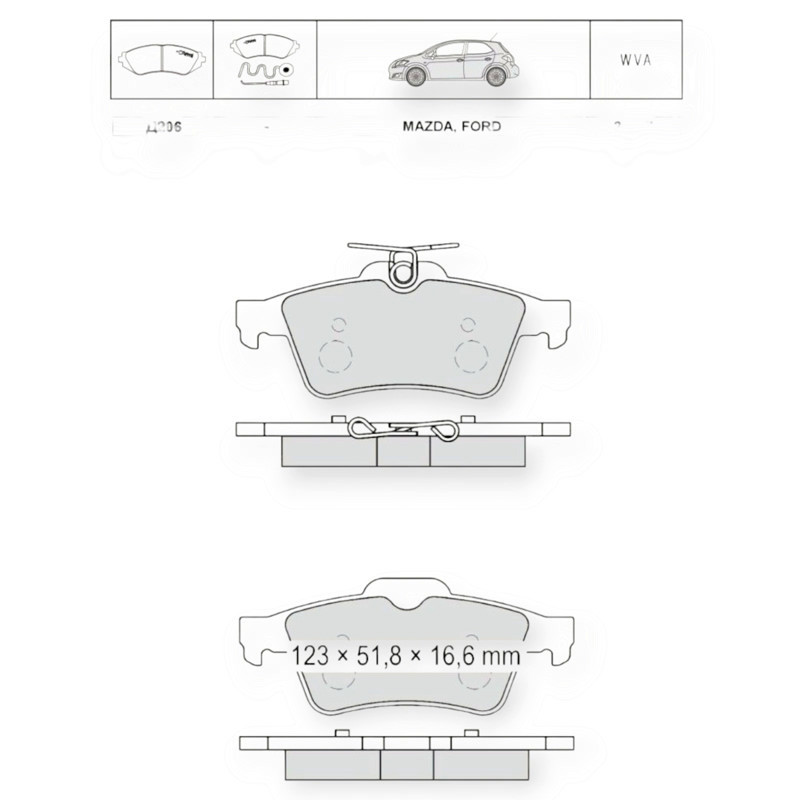 Колодки задние Ford Focus 04- Mazda 5 05-, Renault Laguna III (Dafmi Intelli) тормозные Мукачево - изображение 1