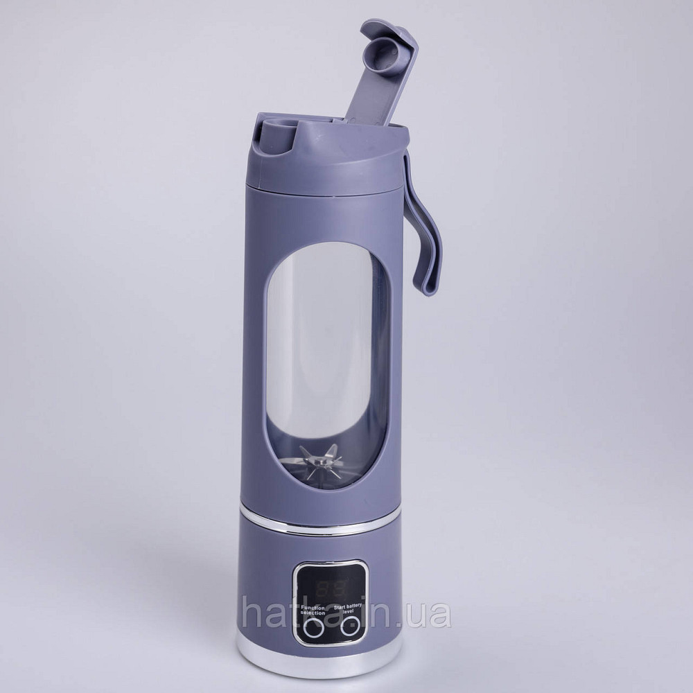 Портативний блендер для смузі на акумуляторі 450 мл блендер пляшка 25 Вт USB Сірий Київ - фото 2