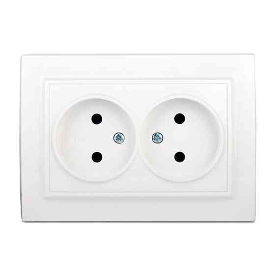 Розетка подвійна без заземлення 16А, термопластик, Enzo  білий Дніпро