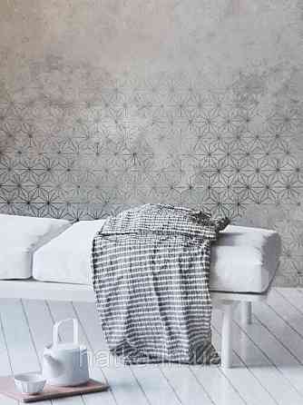 Шпалери вінілові Grandeco One roll one motif 2 A35101 панно 3д лофт штукатурка під бетон сніжинки сірі бежеві Київ